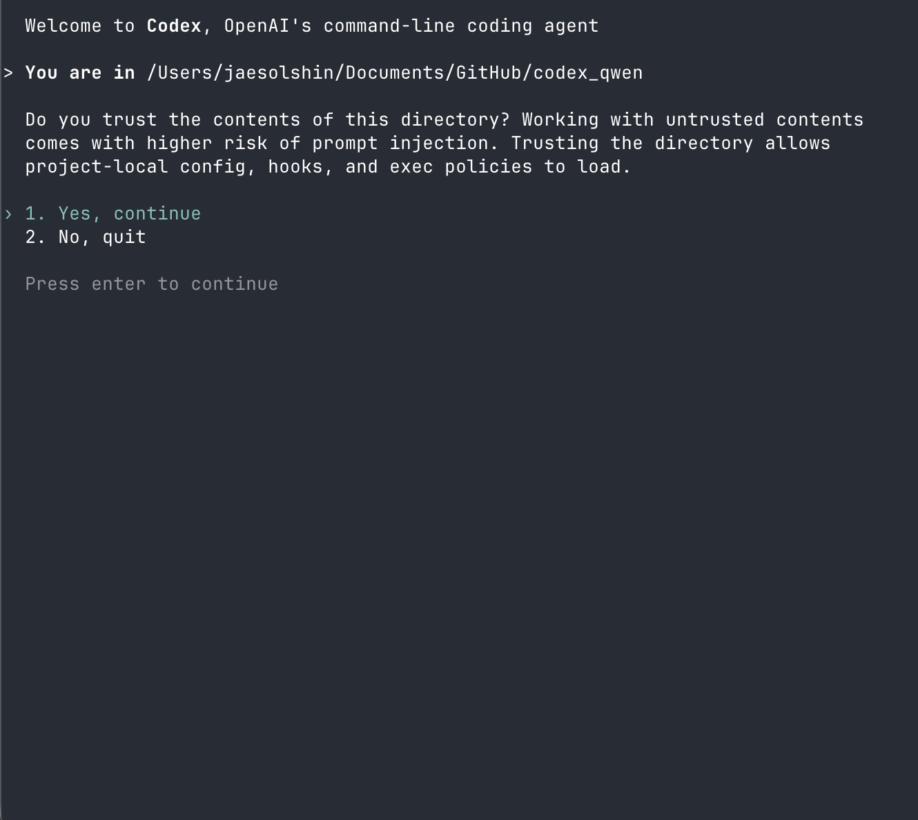 codex trust dialog